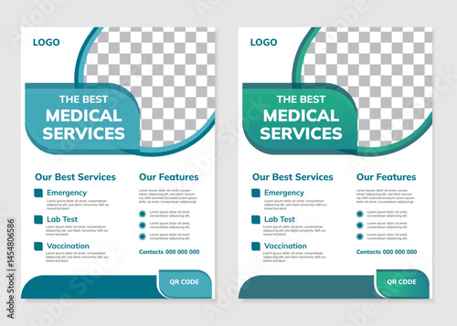 Medical flyer or healthcare flyer, poster template with modern, clean, creative and simple layout design	