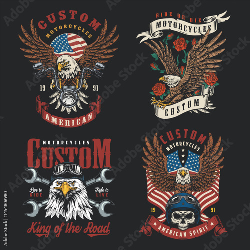 Custom motorcycle designs with patriotic themes