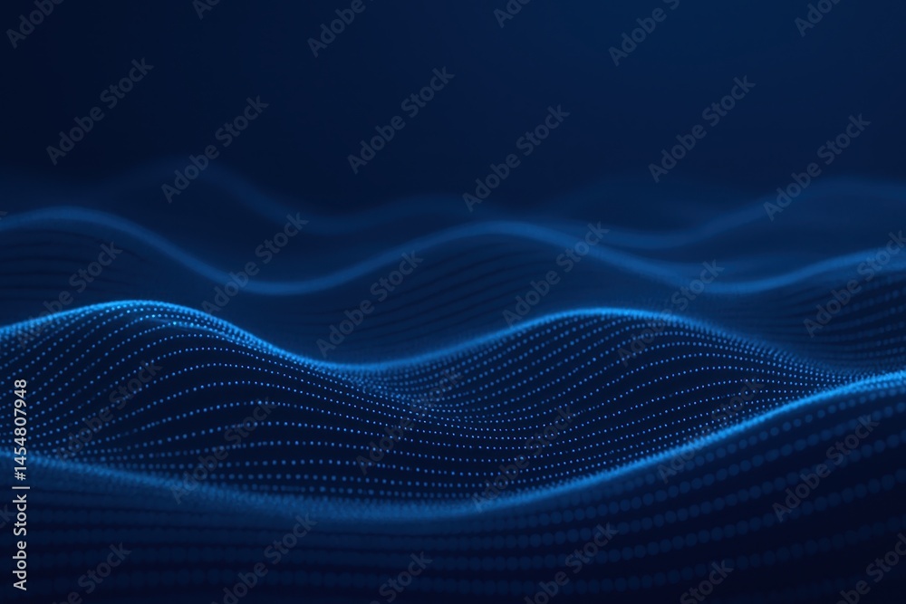 Abstract Blue Waves with Digital Dots and Gradients in Dark Background Abstract Blue Waves with Digital Dots and Gradients in Dark Background