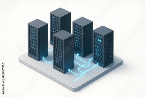Modern Data Center with Server Racks and Network Connections