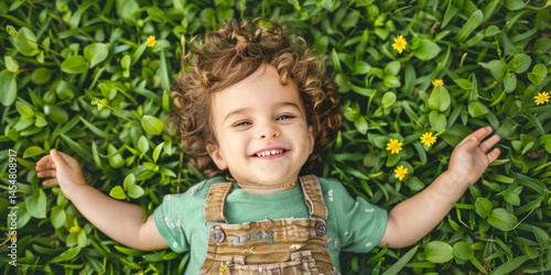 Joyful Toddler in Lush Green Grass