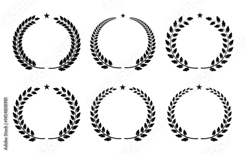 Laurel Wreath Design Set Featuring Elegant and Timeless Symbols of Victory, Honor