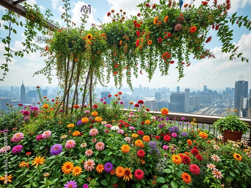 Urban Rooftop Wildflower Oasis:  A Colorful Urban Escape
