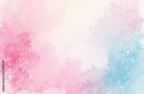 Obraz na płótnie pastel pink and blue, beige background with watercolor streaks and small sequins, copy space w salonie