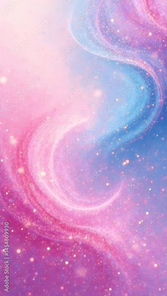 Abstract Vertical Background Blue With Pink With Sequins, Copy Space