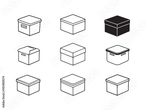 Minimalist Stationery Box with Writing Tools Sketch