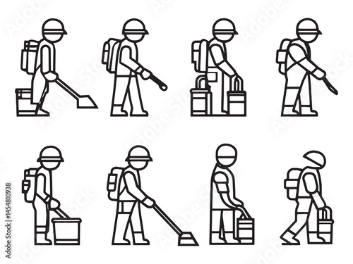 Minimalist Street Cleaner Outline Vector for City Maintenance