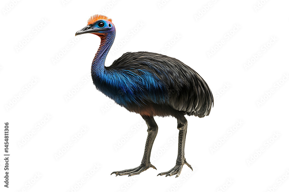 Obraz premium Cassowary standing and preening isolated on transparent background