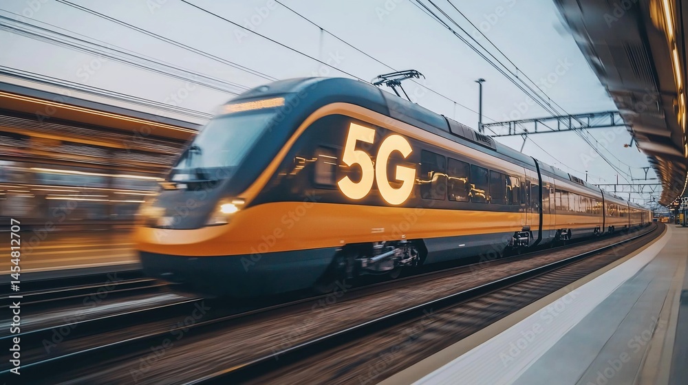 Fototapeta premium High-speed train utilizing 5G technology
