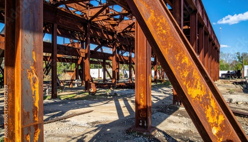 Wallpaper Mural Rusty Industrial Structure with Exposed Metal Framework and Blue Sky Torontodigital.ca
