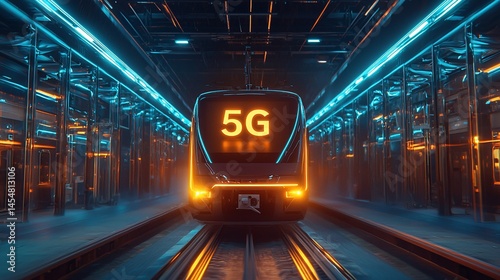 Futuristic train with 5G technology