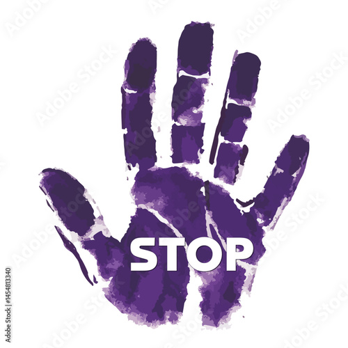 Stop Violence Symbol,Purple Handprint