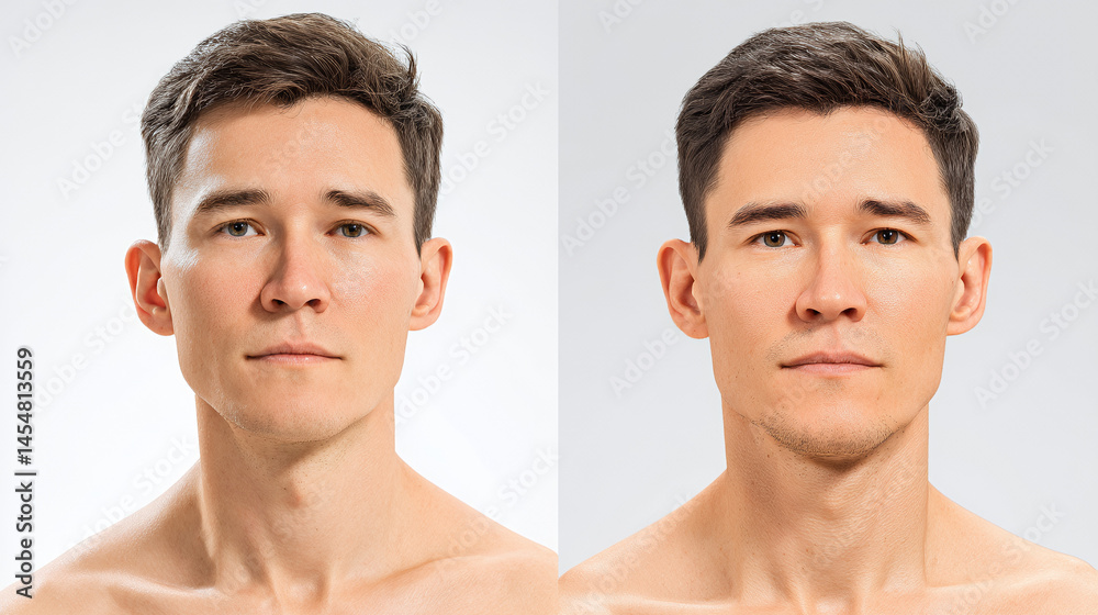 Side-by-side comparison of a young man