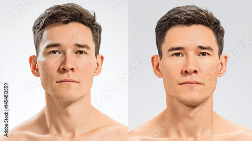 Obraz na płótnie Side-by-side comparison of a young man