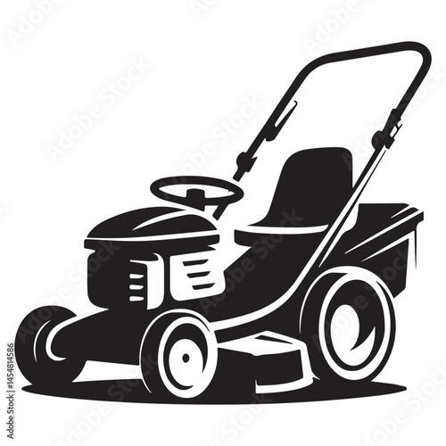 Detailed Lawn Mower Silhouette Vector Illustration for Gardening Projects