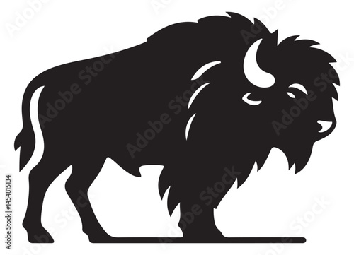American Buffalo Silhouette Vector Illustration Wildlife Animal Design