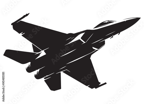 Strategic Military Power Modern Fighter Jet Soaring in Black Illustration