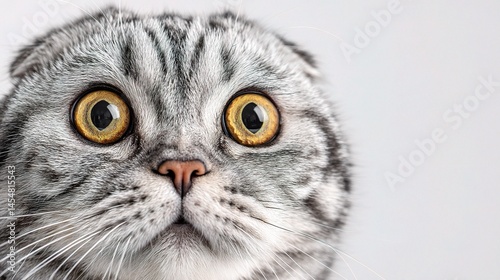 Close-Up of a Scottish Fold Cat with Huge Shocked Eyes