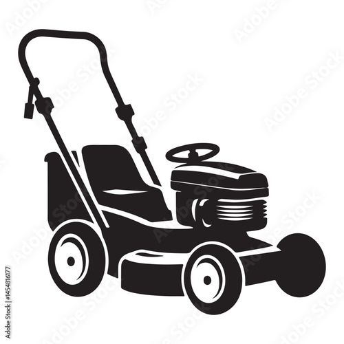 Lawn Mower Silhouette Vector Illustration Garden Maintenance Equipment