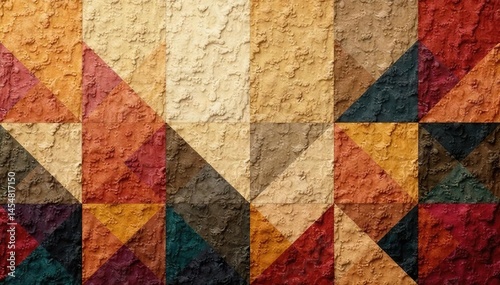 Geometric tapestry, muted earth tones, subtle texture, contemporary, neutral