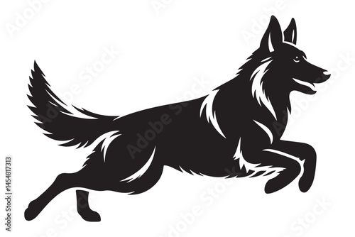Dynamic german shepherd silhouette vector art energetic canine companion illustration