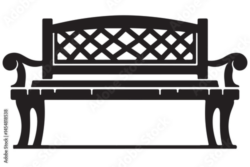 Classic park bench silhouette vector illustration for outdoor relaxation