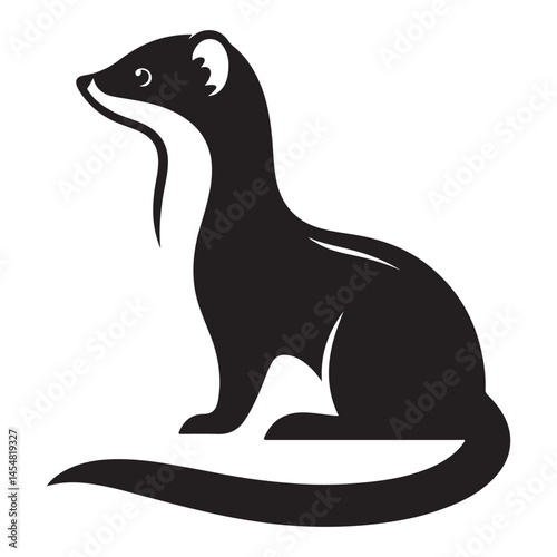 Elegant Stoat Silhouette Vector Graphic Detailed Animal Illustration