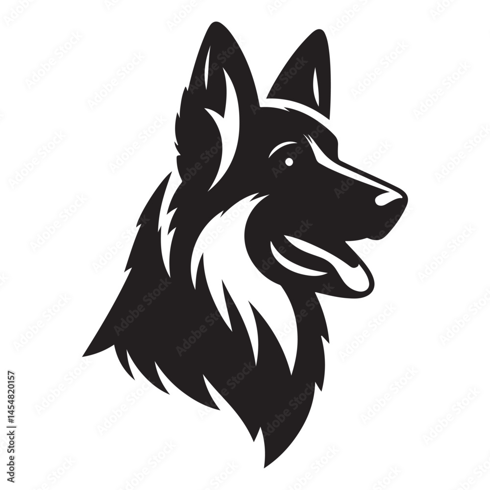 Naklejka premium German Shepherd Head Silhouette Vector Illustration for Pet Lovers