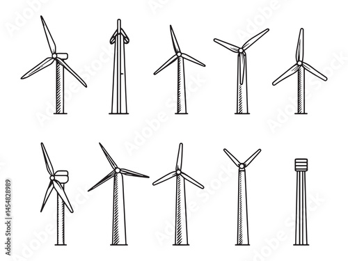 Minimalist Wind Power Generation Turbine Vector Art