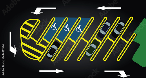 Parking area with disable person area. vector