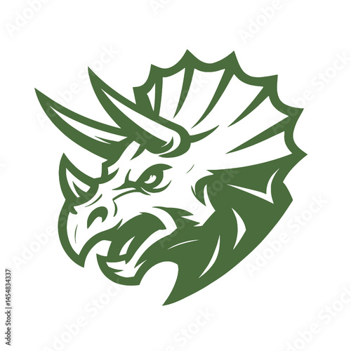 Triceratops Vector Illustration – Fierce Dinosaur Head Logo