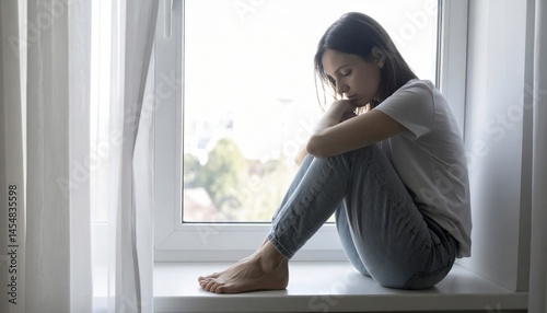 Sad person sitting by window with head down. Custom AI Model Free Download Sad person sitting by window with head down. Custom AI Model - GFXLoad