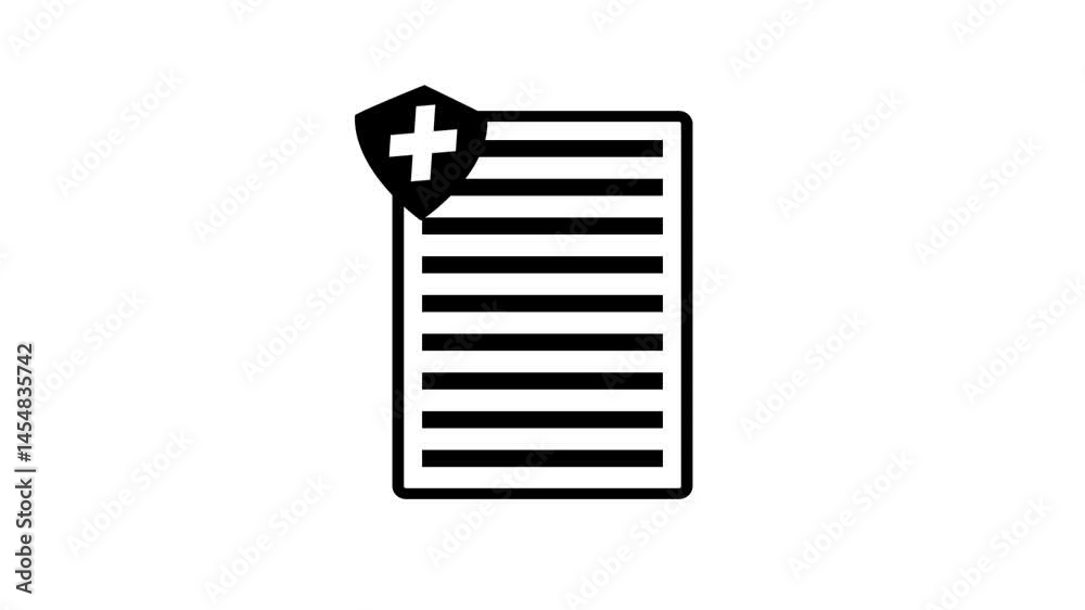 Health insurance icon animation.health symbol with file document concept. Health history or report icon animation.
