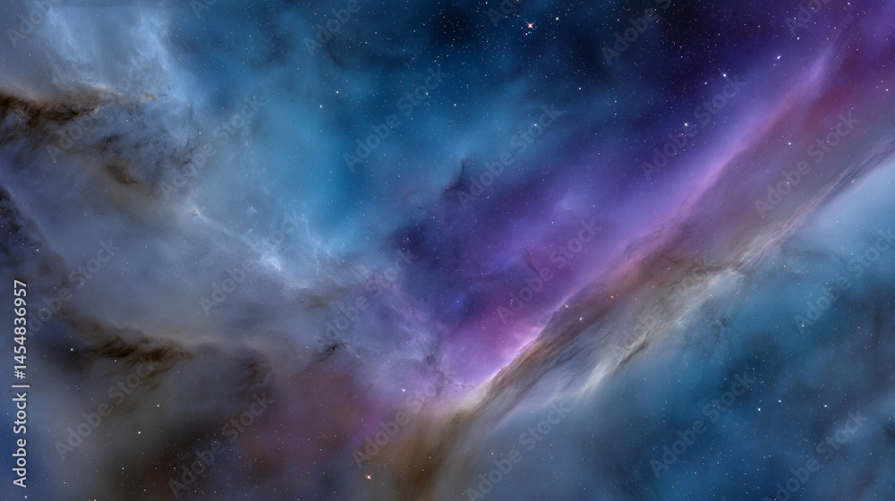 Fototapeta premium Vibrant cosmic nebula with swirling colors in deep space