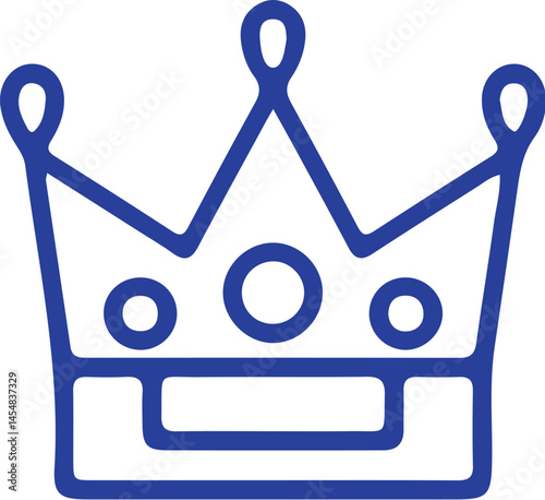 Regal Crown: A simple outline illustration of a royal crown, exuding an aura of authority and prestige, perfect for symbolizing royalty, leadership, and achievement.