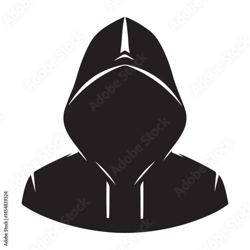 Anonymous hooded figure silhouette mysterious person vector illustration