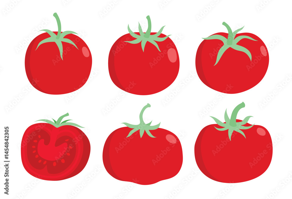 Tomato Vegetable icon set in the flat style on white background. Tomato Vegetable icon set in the flat style on white background.
