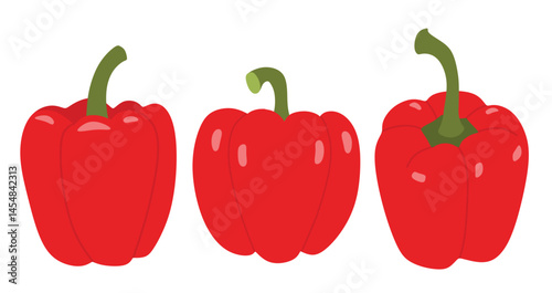 paprika pepper icon set in the flat style on white background.