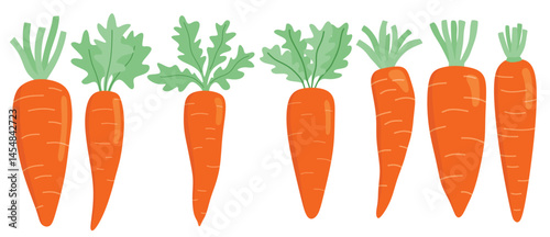Carrot vegetable icon set in the flat style on white background.