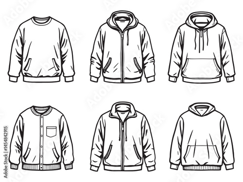 Minimalistic Fleece Shirt Outline Vector for Clothing Design