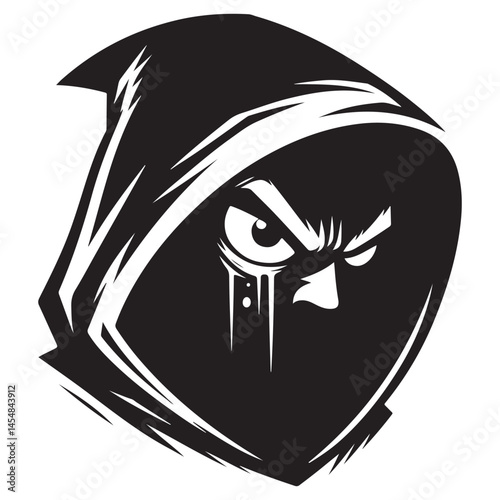 Intense Hooded Figure Graphic A Silhouette With Piercing Eyes