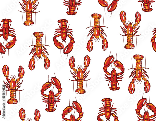 Seamless vector tred  lobster  marine pattern background . Vector Illustrtion Not Ai ,