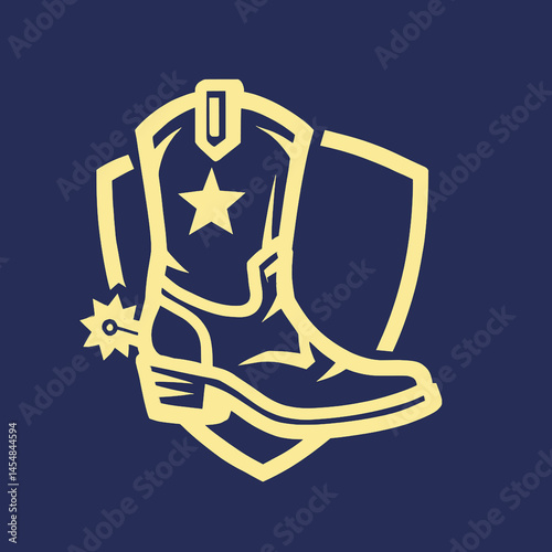 Western Cowboy Boot Icon with Spur and Star Badge