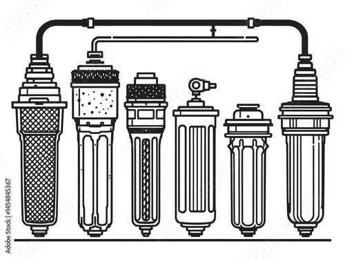 Minimalistic Line Art of Water Filtration System