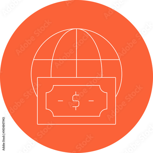 Global currency icon single vector illustration