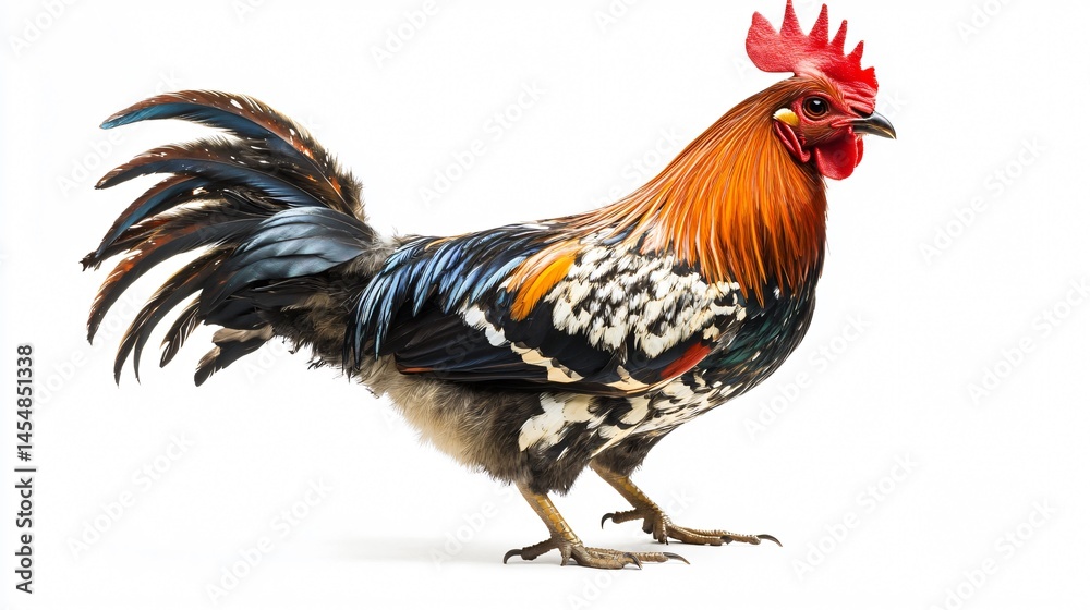 Fototapeta premium Majestic Chicken Standing Alone in Isolated White Background
