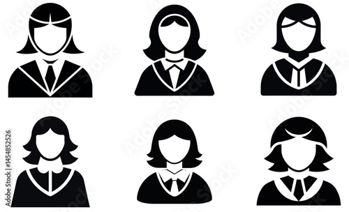Black and White Court Judge Avatar Icons Representing Professionals