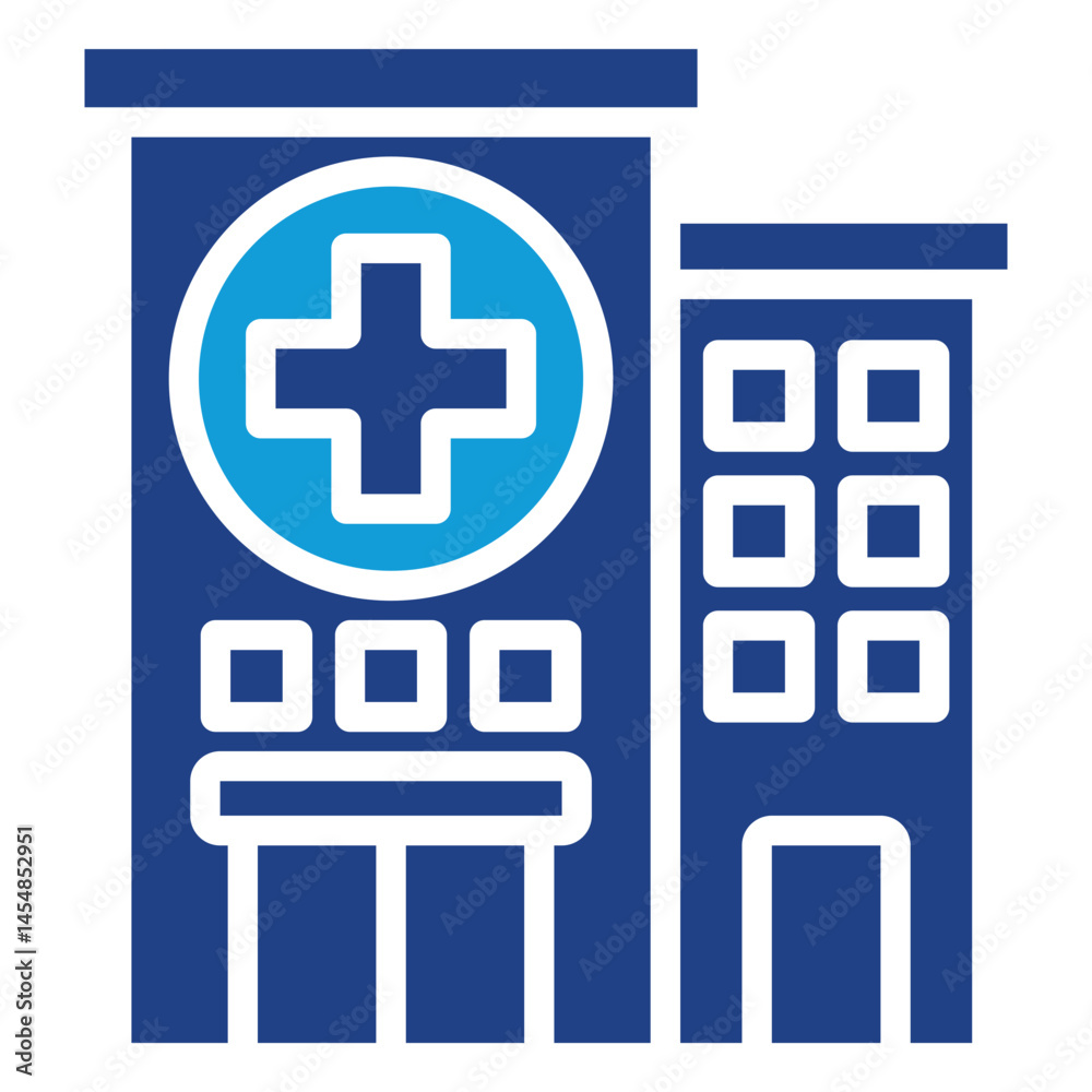 Obraz premium Hospital Building - silhouette dual tone blue fill icon
