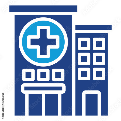 Hospital Building - silhouette dual tone blue fill icon