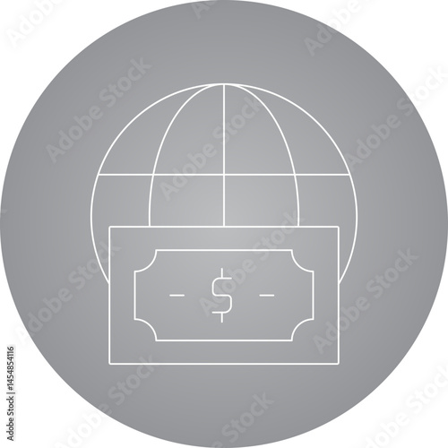 Global currency icon single vector illustration
